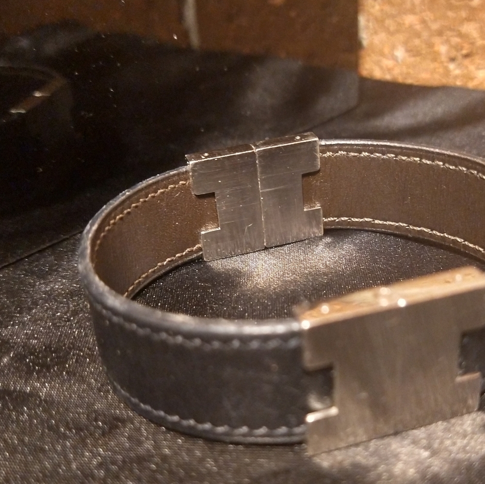 Vintage Hermes reversible leather slide bracelet - Picture 2 of 10